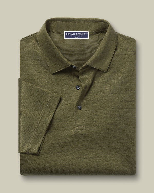 Pure Linen Polo - Olive