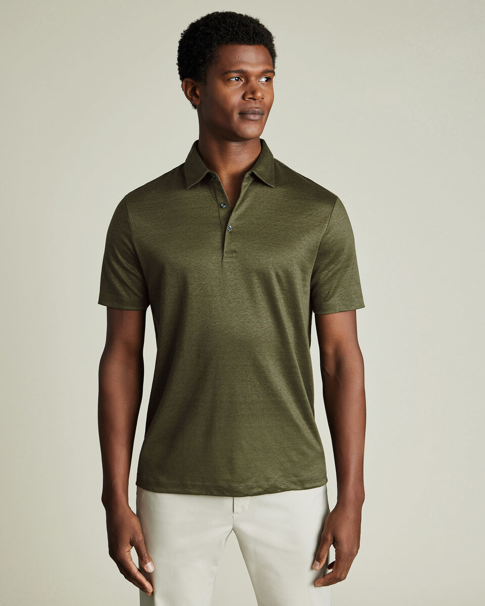 Pure Linen Polo - Olive