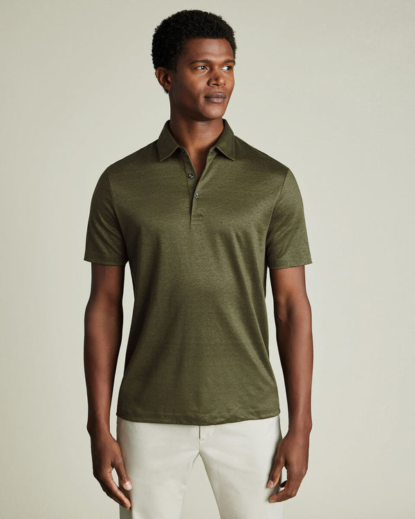 Pure Linen Polo - Olive