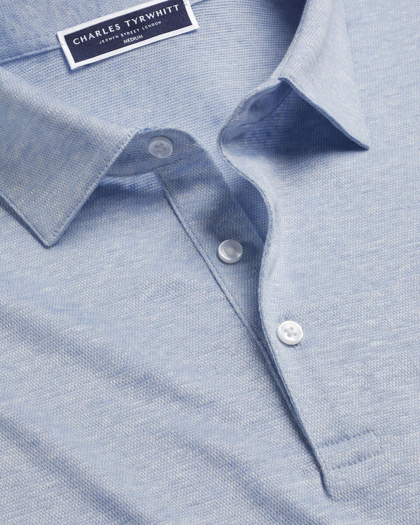 Pure Linen Polo - Sky Blue