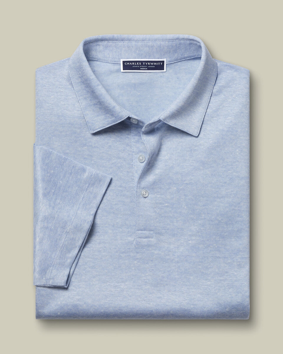 Pure Linen Polo - Sky Blue