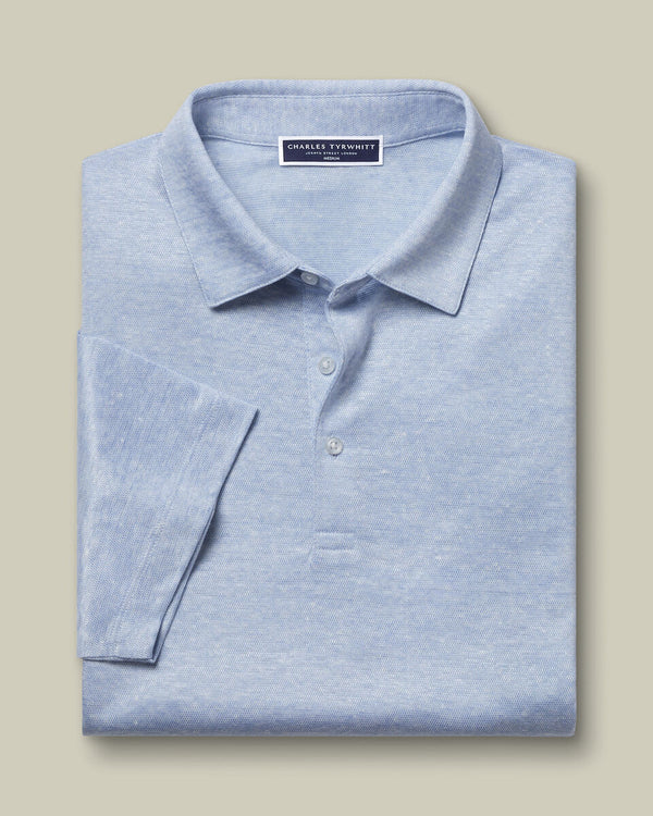 Pure Linen Polo - Sky Blue