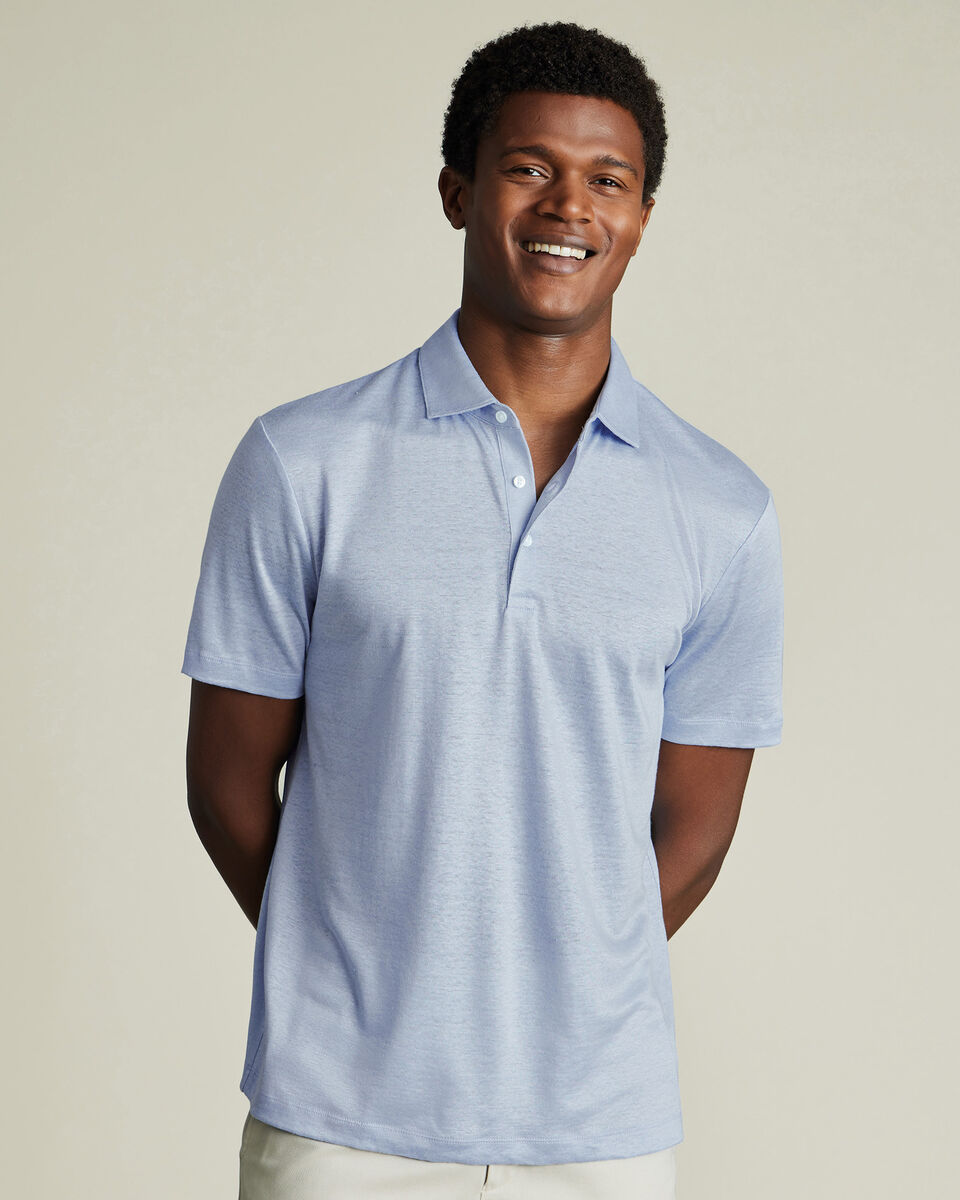 Pure Linen Polo - Sky Blue