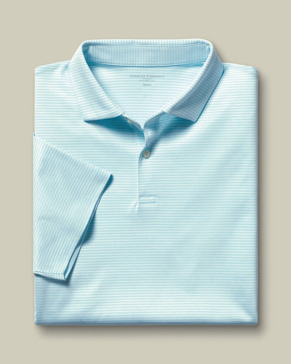 Performance Stripe Polo - Aqua