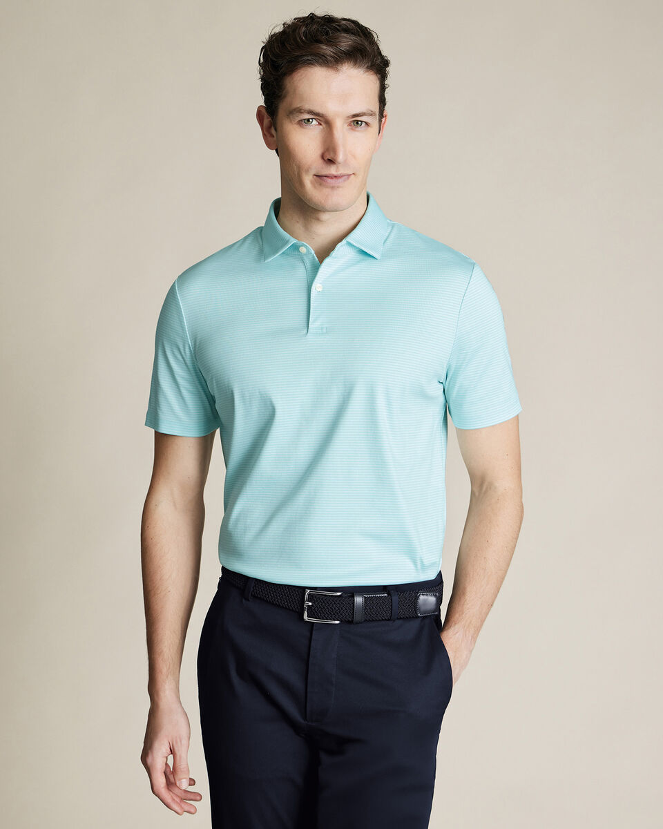 Performance Stripe Polo - Aqua Main image