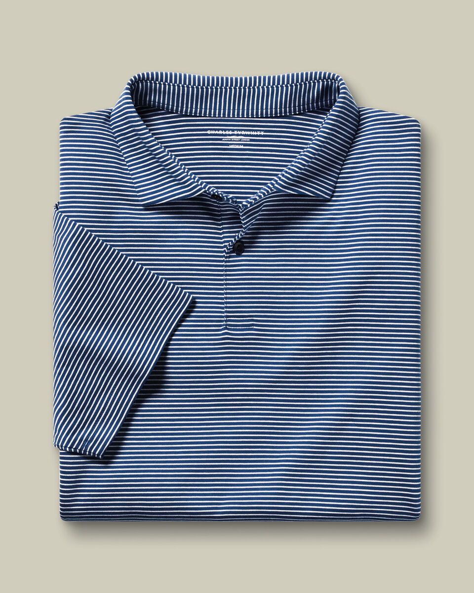 Performance Stripe Polo - Navy