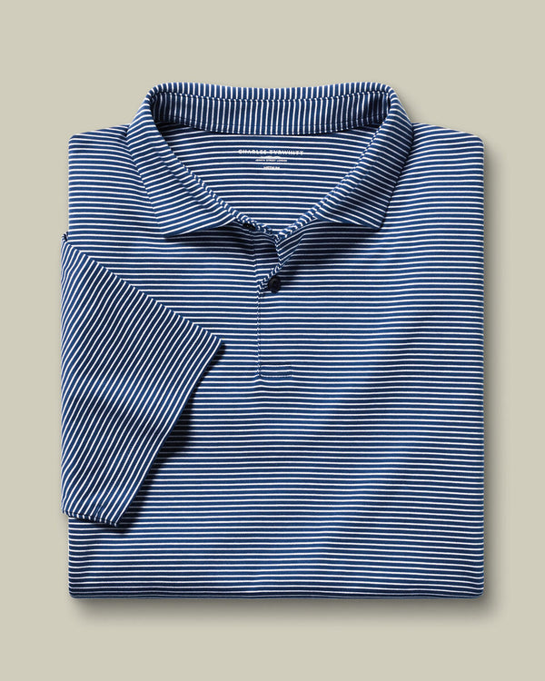 Performance Stripe Polo - Navy