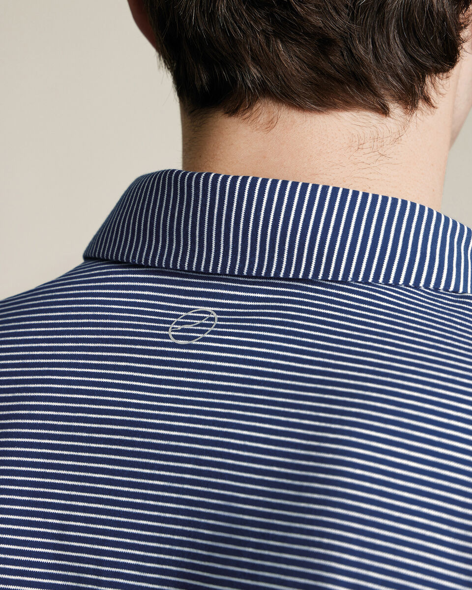 Performance Stripe Polo - Navy