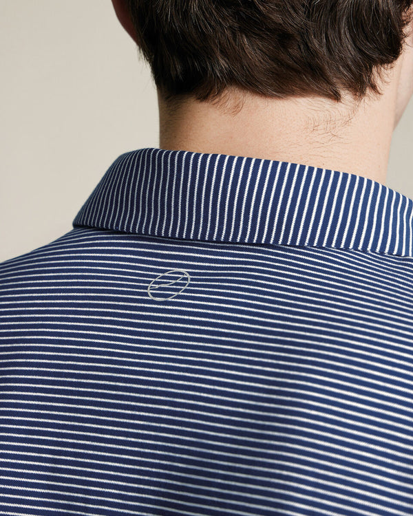 Performance Stripe Polo - Navy