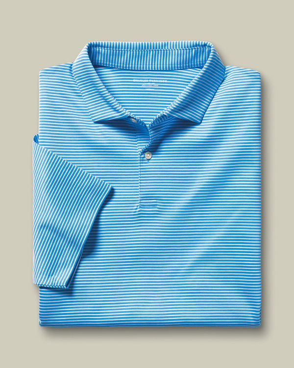 Performance Stripe Polo - Turquoise