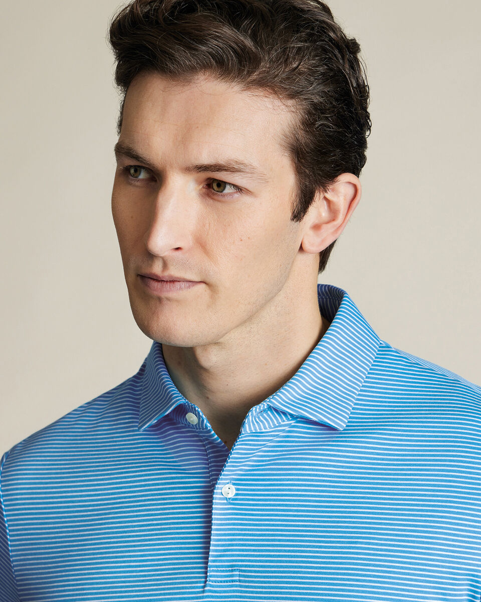 Performance Stripe Polo - Turquoise