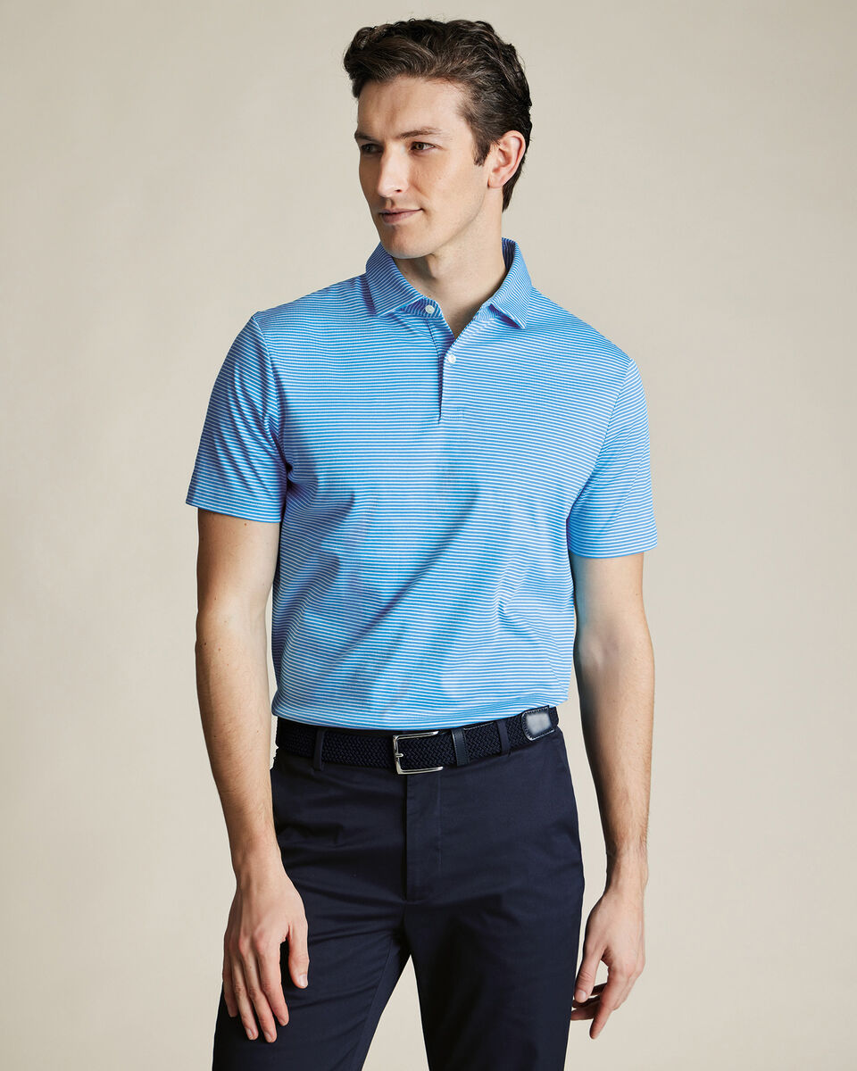 Performance Stripe Polo - Turquoise