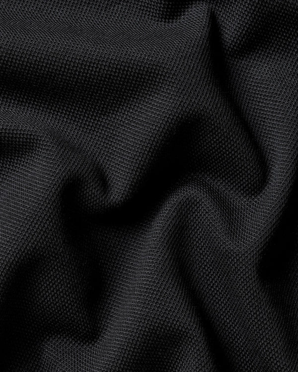Long Sleeve Smart Pique Polo - Black