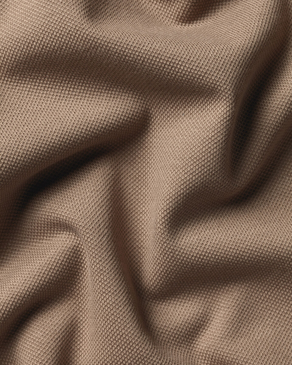 Long Sleeve Smart Pique Polo - Camel