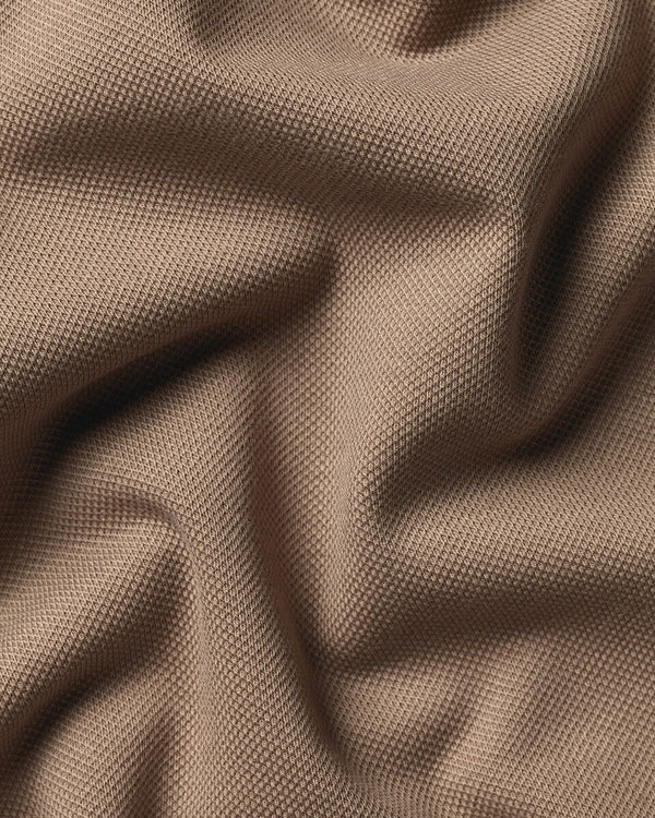 Long Sleeve Smart Pique Polo - Camel