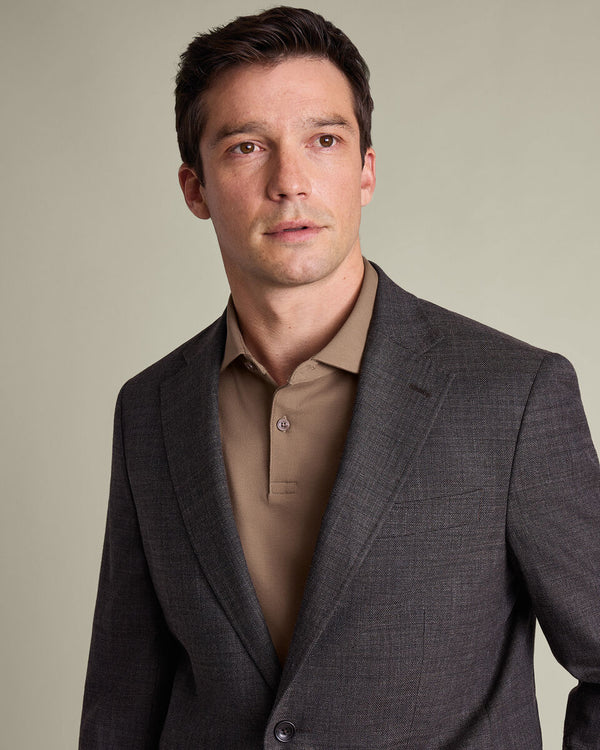 Long Sleeve Smart Pique Polo - Camel
