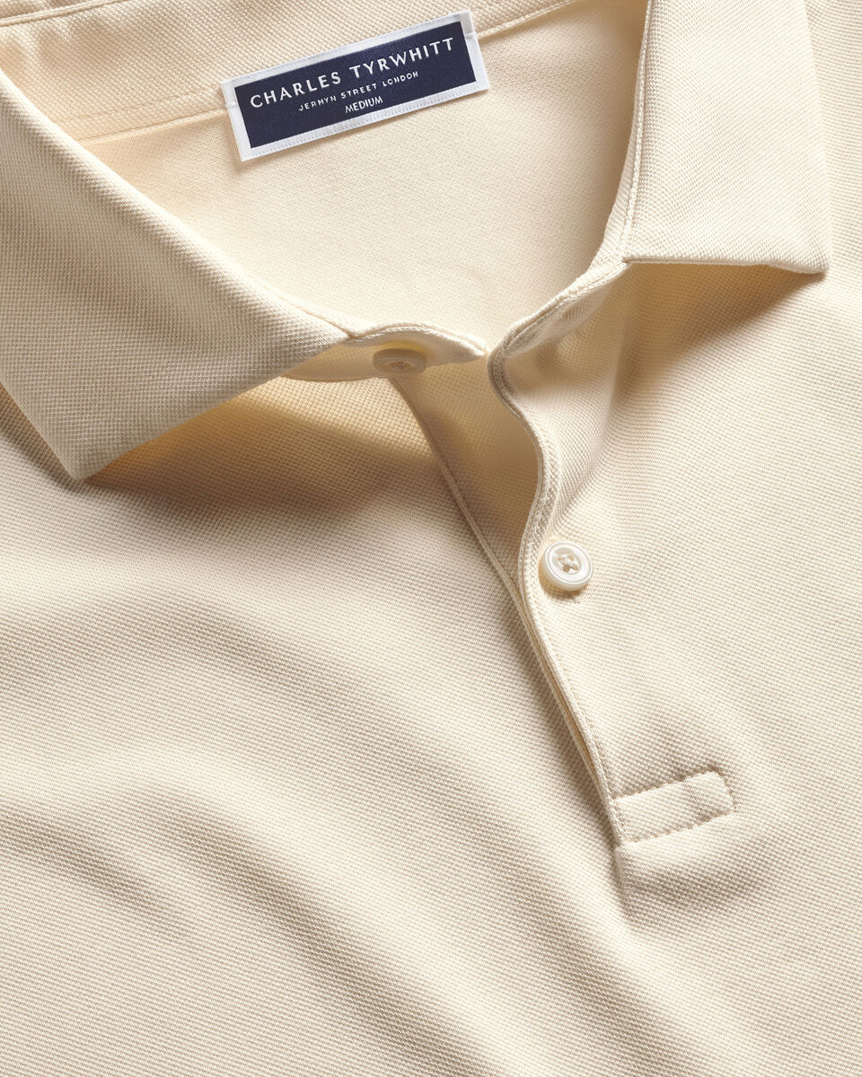 Long Sleeve Smart Pique Polo - Cream