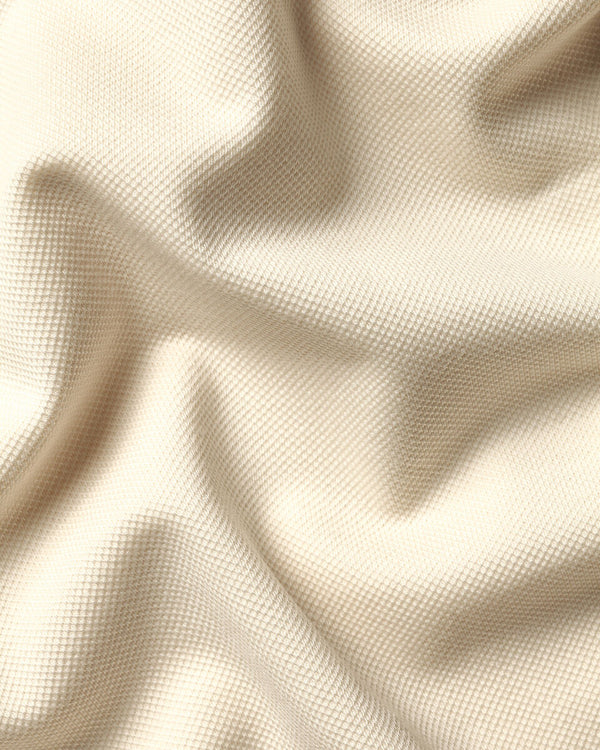 Long Sleeve Smart Pique Polo - Cream