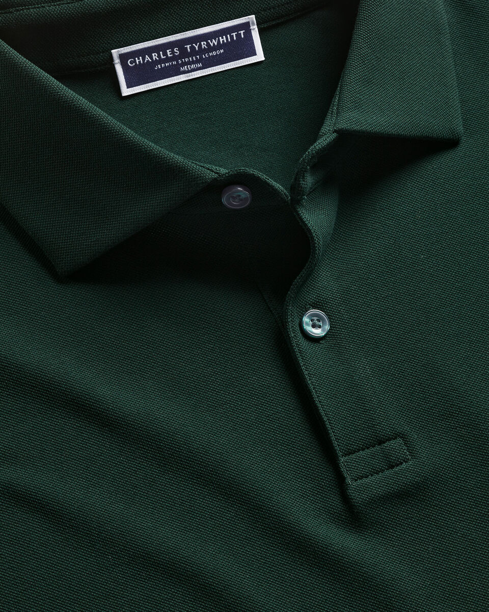 Long Sleeve Smart Pique Polo – Dark Green