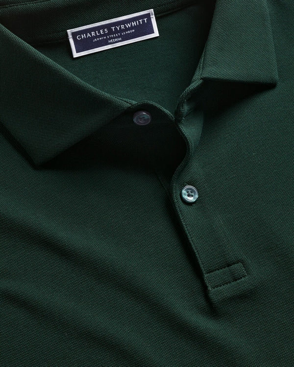 Long Sleeve Smart Pique Polo – Dark Green