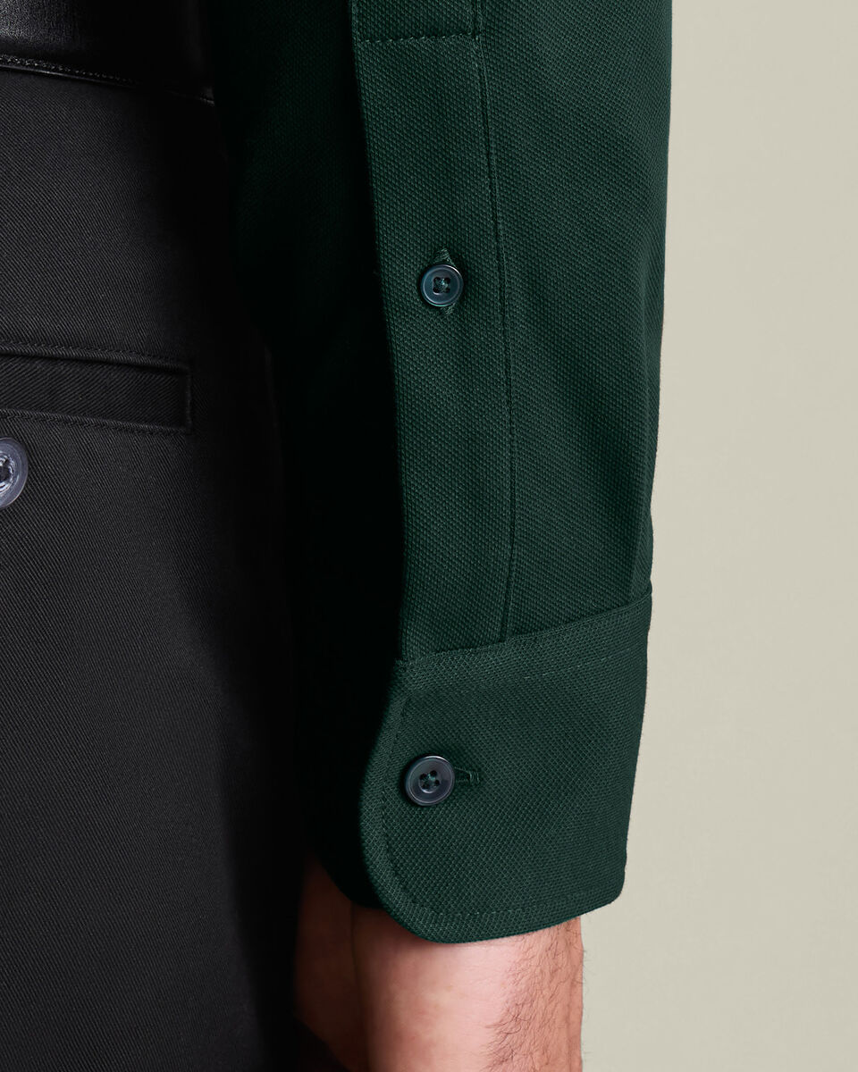 Long Sleeve Smart Pique Polo – Dark Green