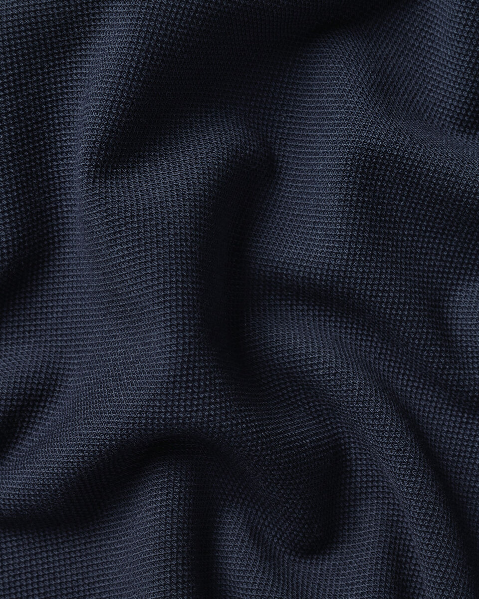 Long Sleeve Smart Pique Polo – Navy