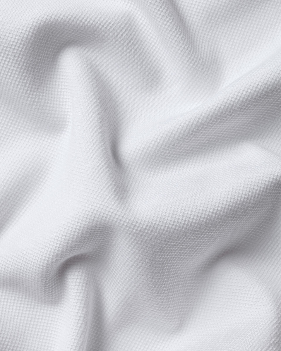 Long Sleeve Smart Pique Polo - White
