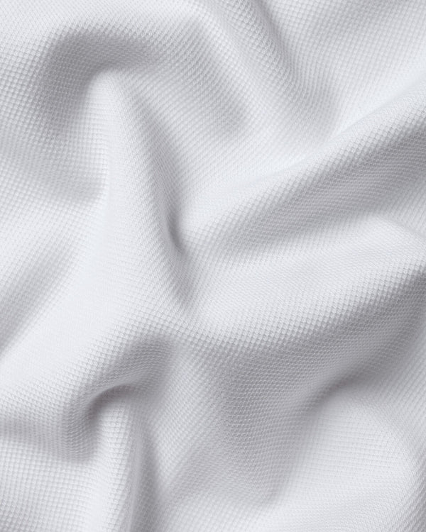 Long Sleeve Smart Pique Polo - White