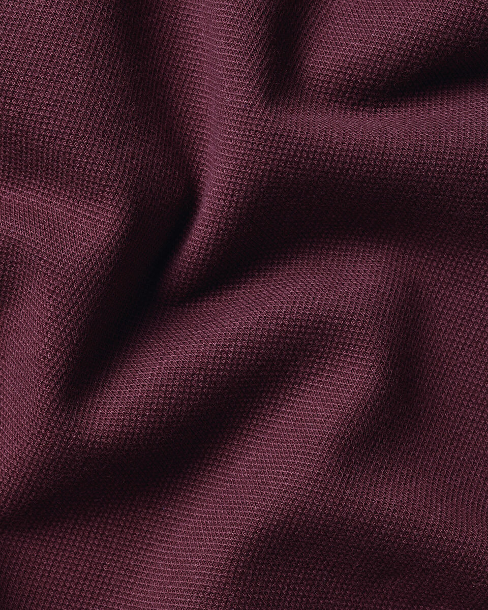 Long Sleeve Smart Pique Polo - Wine Red