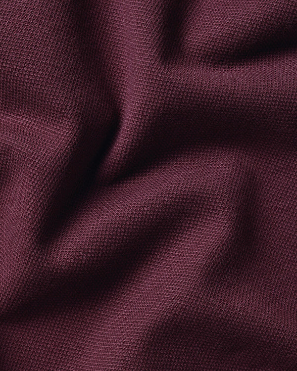 Long Sleeve Smart Pique Polo - Wine Red