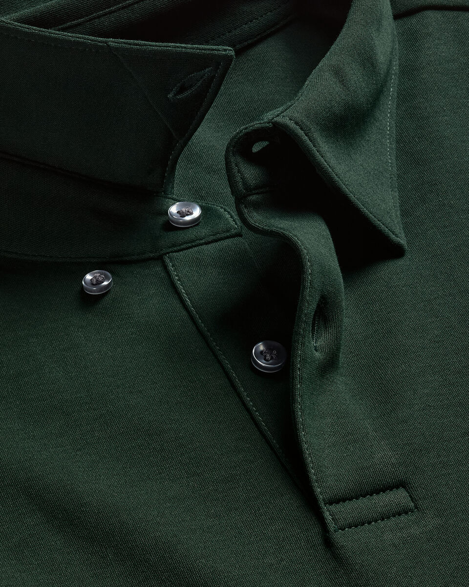 Long Sleeve Smart Cotton Polo - Forest Green Secondary image