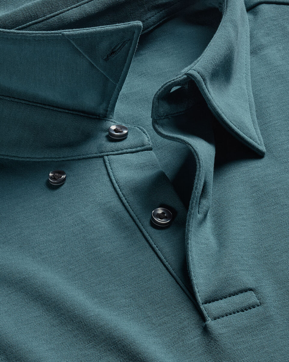 Long Sleeve Smart Cotton Polo – Teal Green
