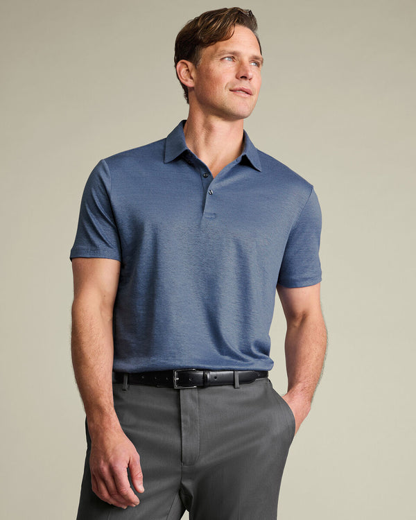 Linen Polo – Denim Blue