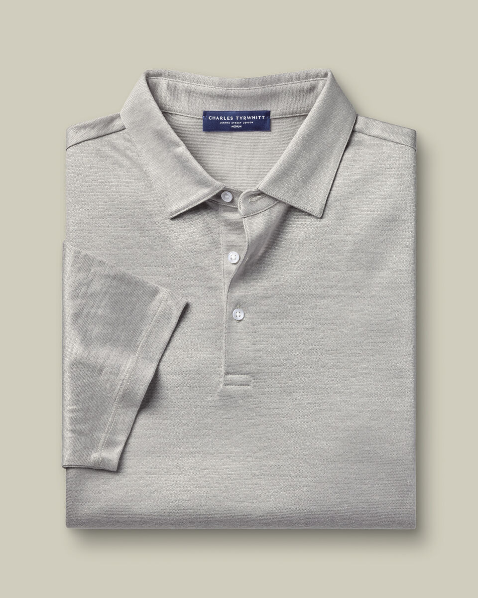 Pure Linen Polo – Silver Gray