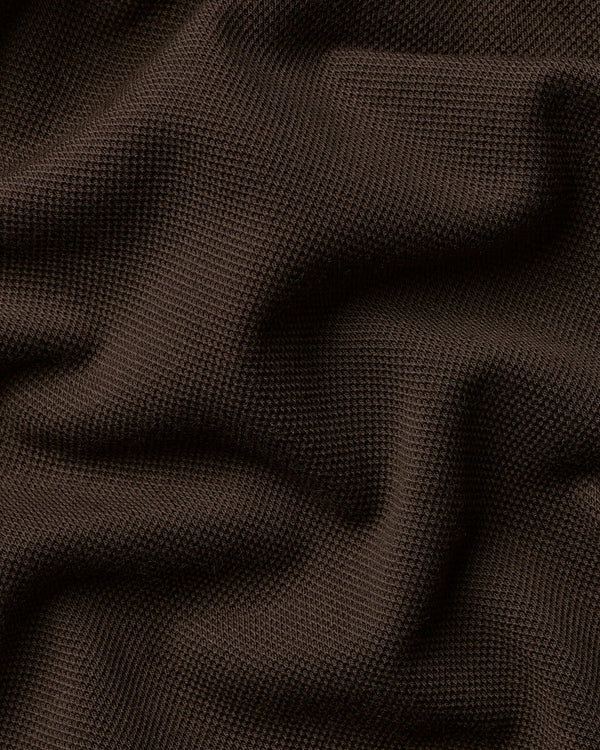 Long Sleeve Smart Pique Polo – Chocolate Brown