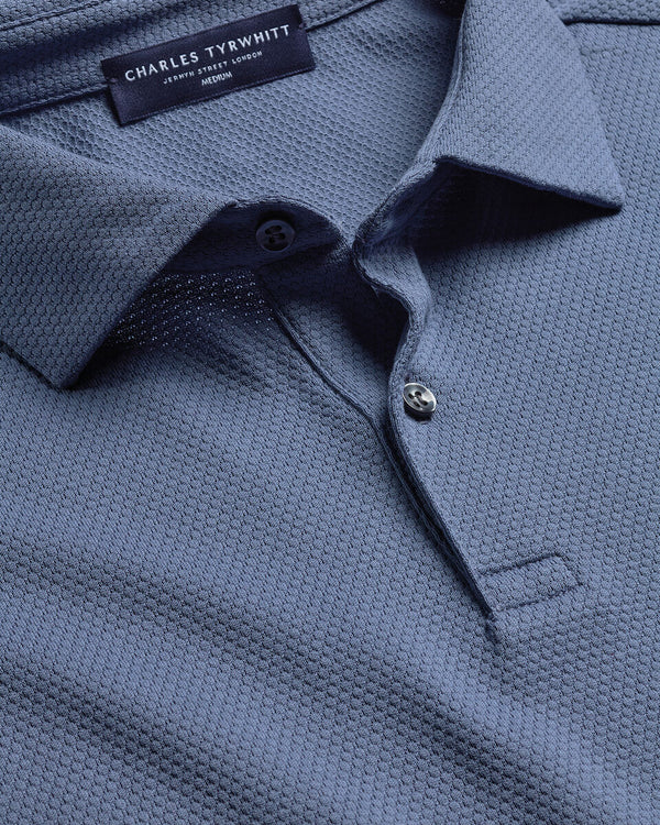 Performance Texture Polo – Petrol Blue