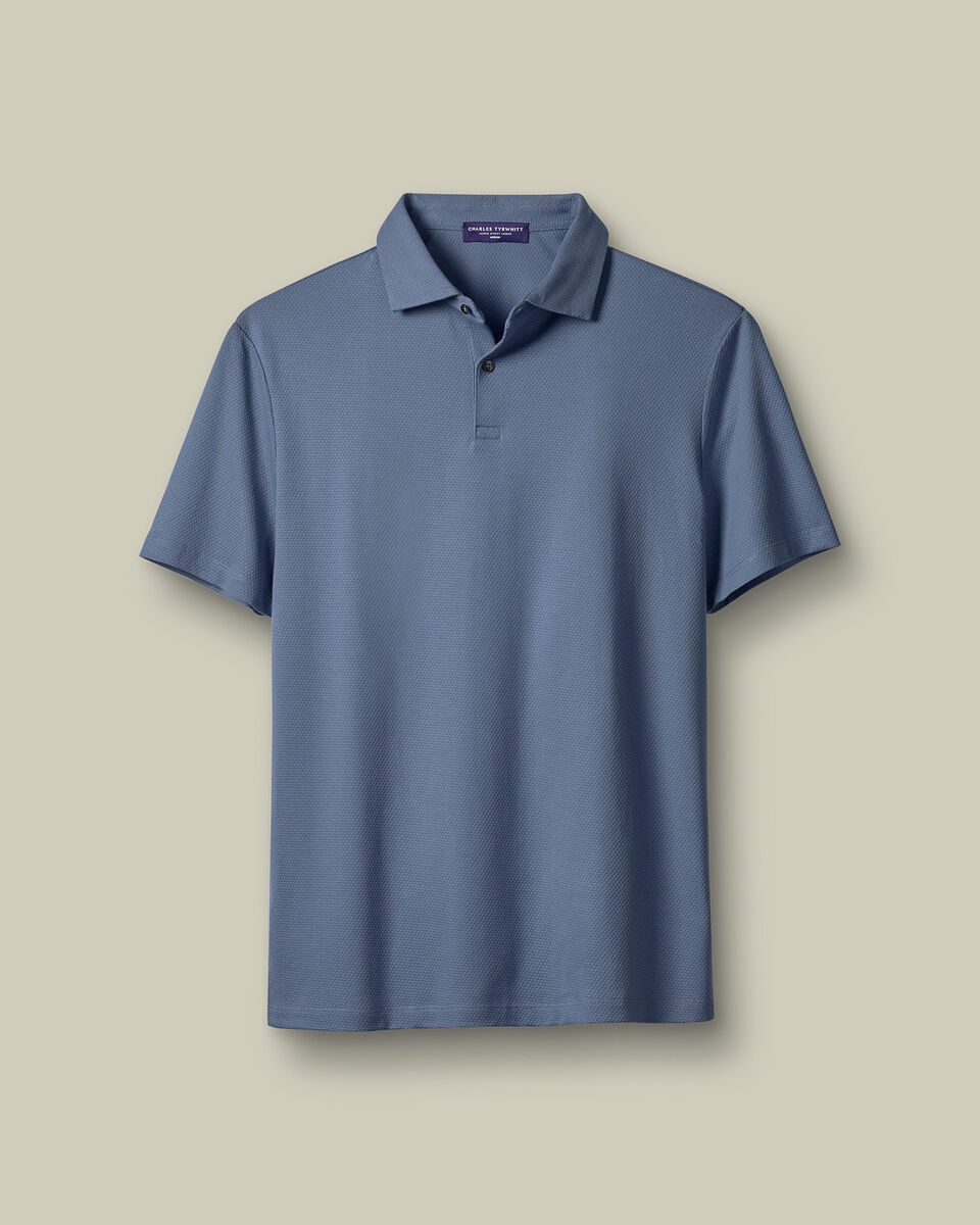 Performance Texture Polo – Petrol Blue