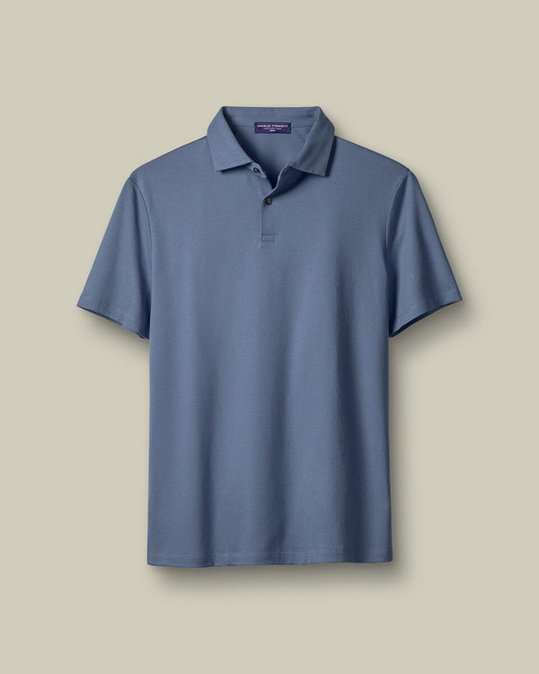 Performance Texture Polo – Petrol Blue