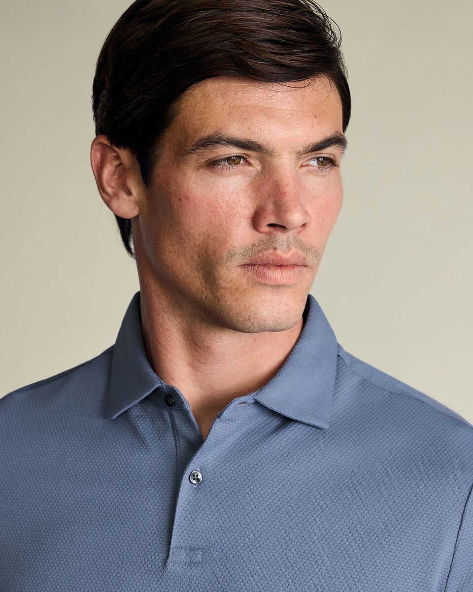Performance Texture Polo – Petrol Blue