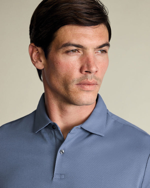 Performance Texture Polo – Petrol Blue