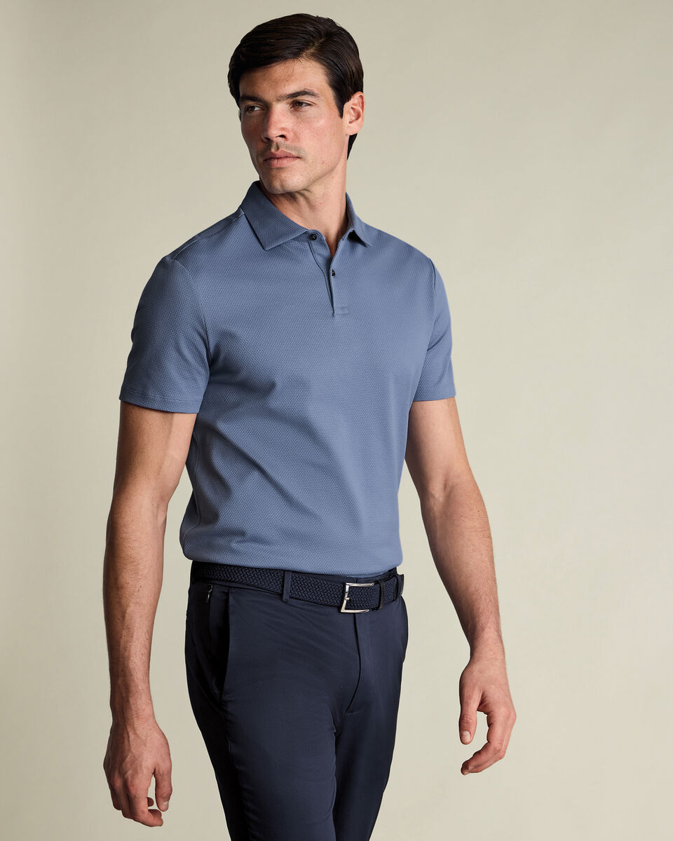 Performance Texture Polo – Petrol Blue Main image