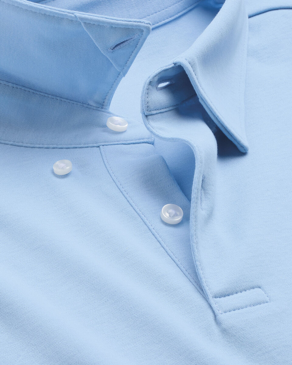 Long Sleeve Smart Cotton Polo - Sky Blue Secondary image