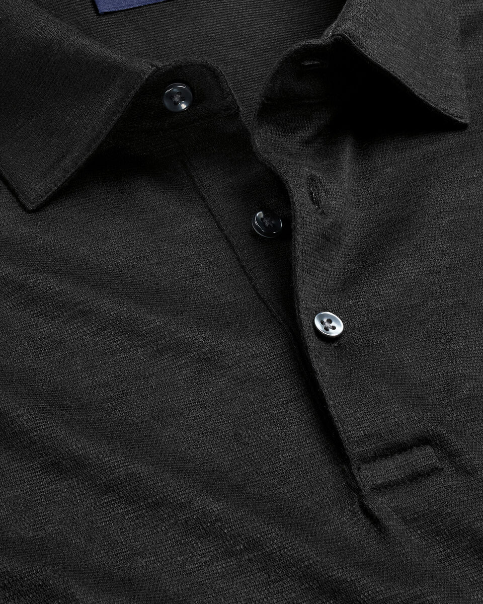 Pure Linen Polo - Black