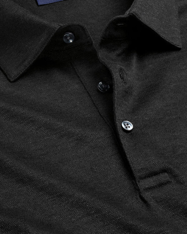 Pure Linen Polo - Black
