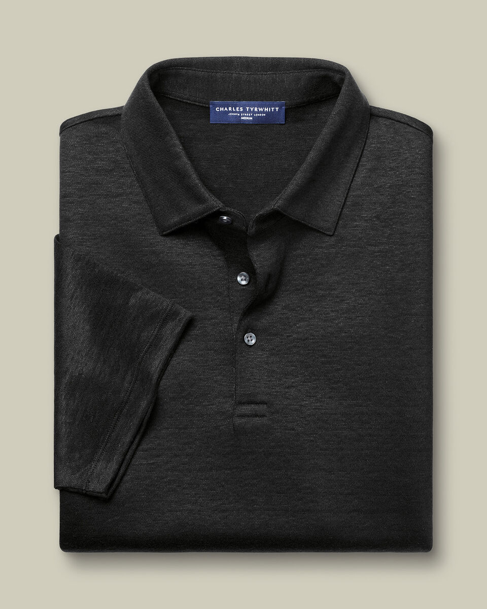 Pure Linen Polo - Black