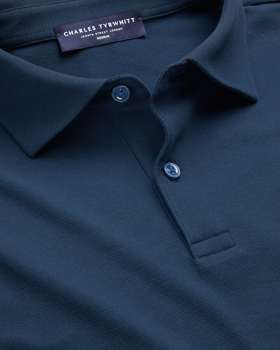 Long Sleeve Smart Pique Polo - Petrol Blue Secondary image