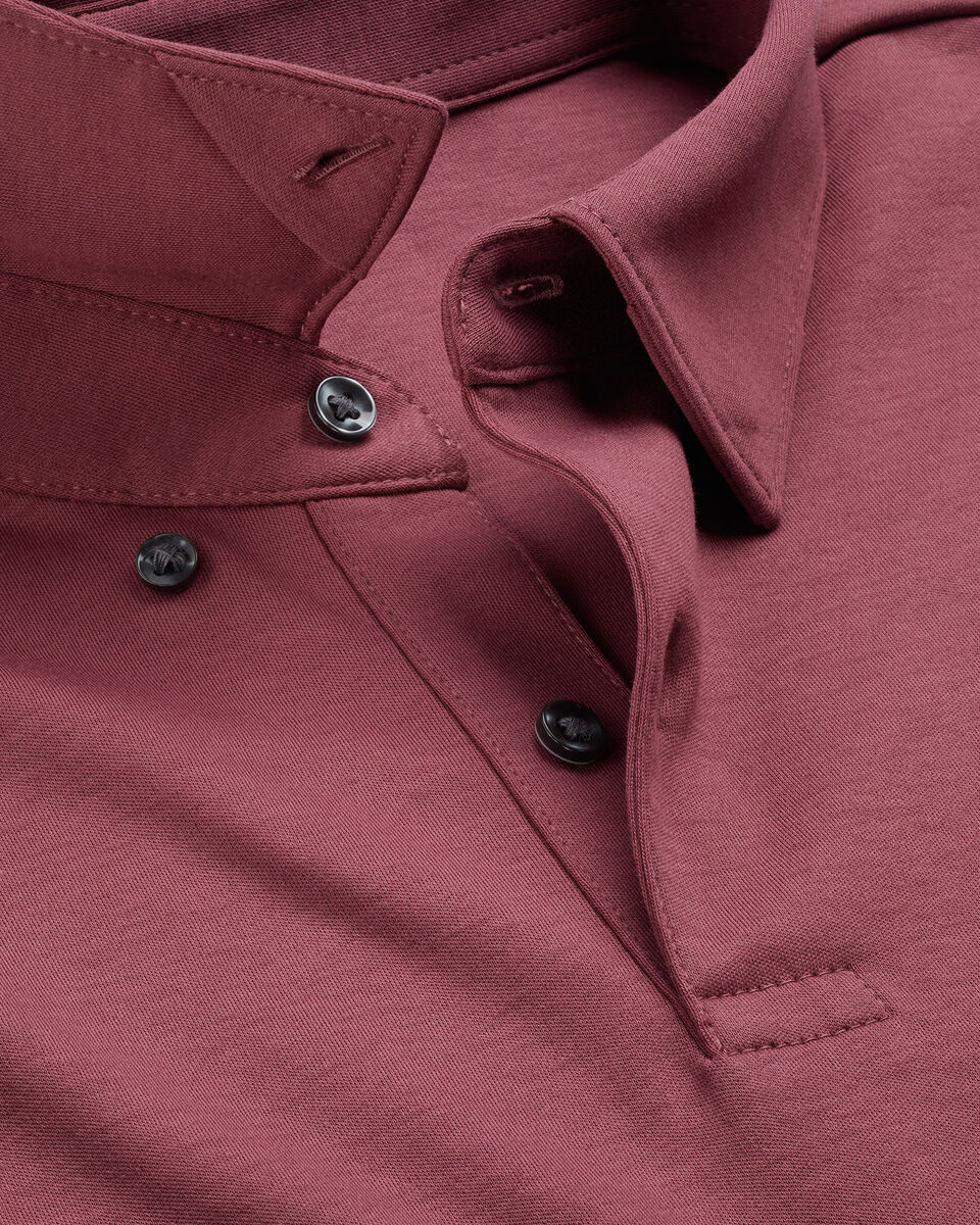 Long Sleeve Smart Cotton Polo - Dark Pink Secondary image