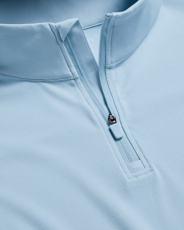 Performance Zip Neck Top - Light Blue