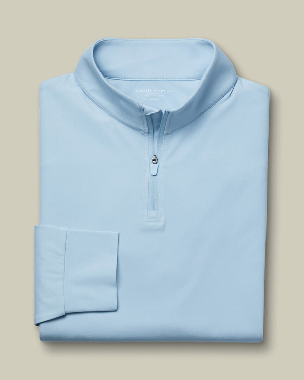 Performance Zip Neck Top - Light Blue