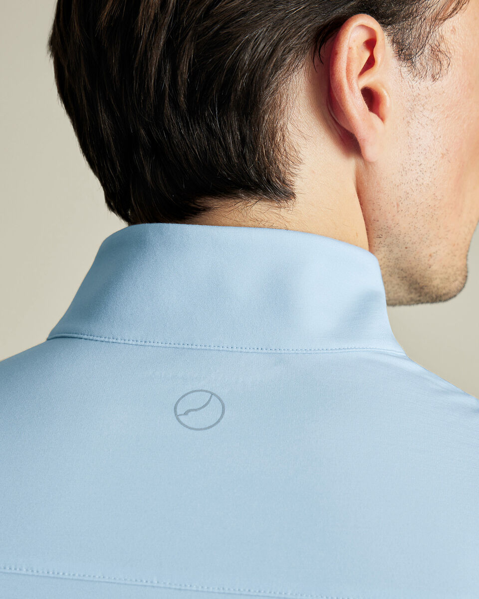 Performance Zip Neck Top - Light Blue